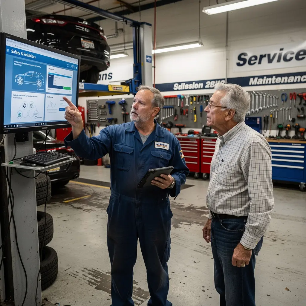 Специалист по страхованию объясняет детали полиса ответственности клиенту в офисе компании.