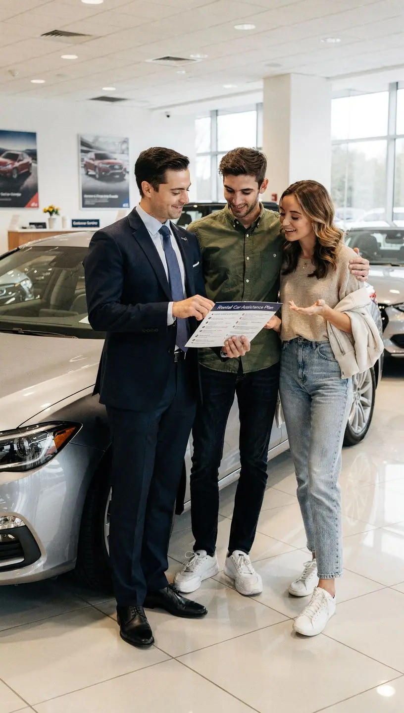 Ключи от арендованного автомобиля на фоне красивого пейзажа для поездки.